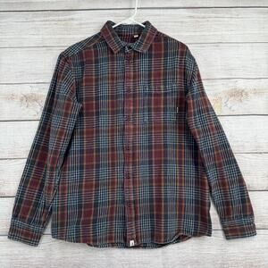Vintage Y2K Altamont Binary Button Down Flannel Shirt Mens Large Blue Red Skate